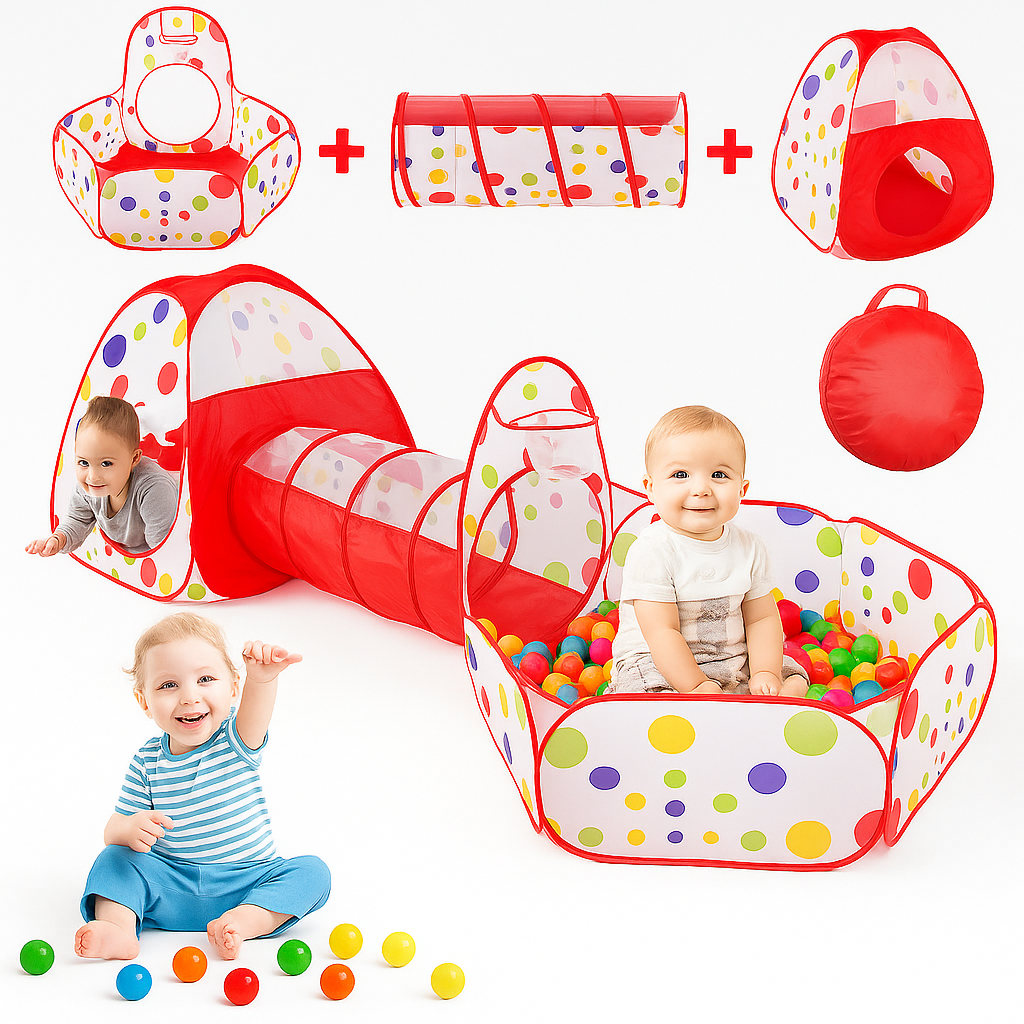 3-in-1 Tunnel Tent House for Kids with free 50 Soft Balls